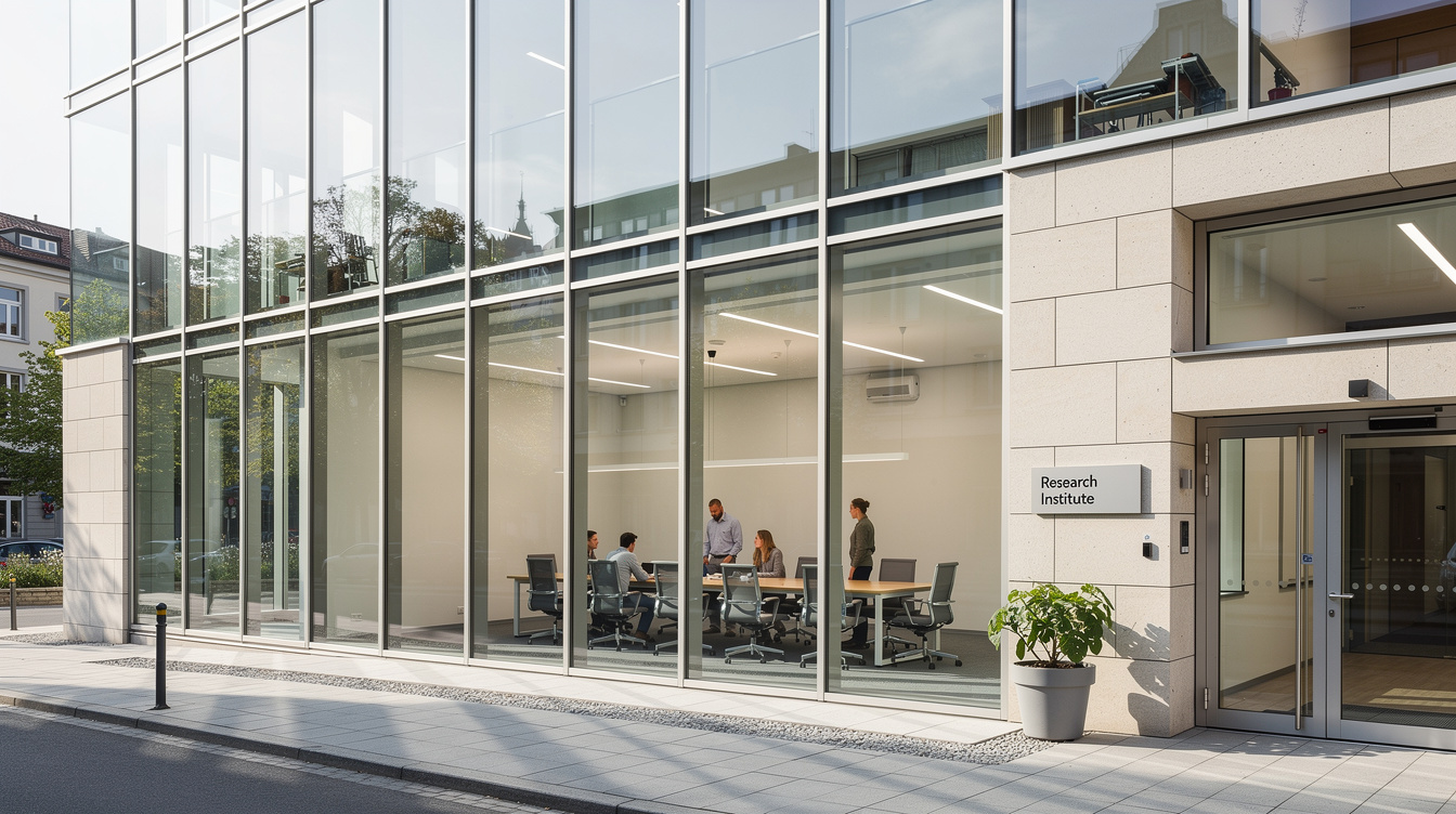 Modern institute building with glass conference room
