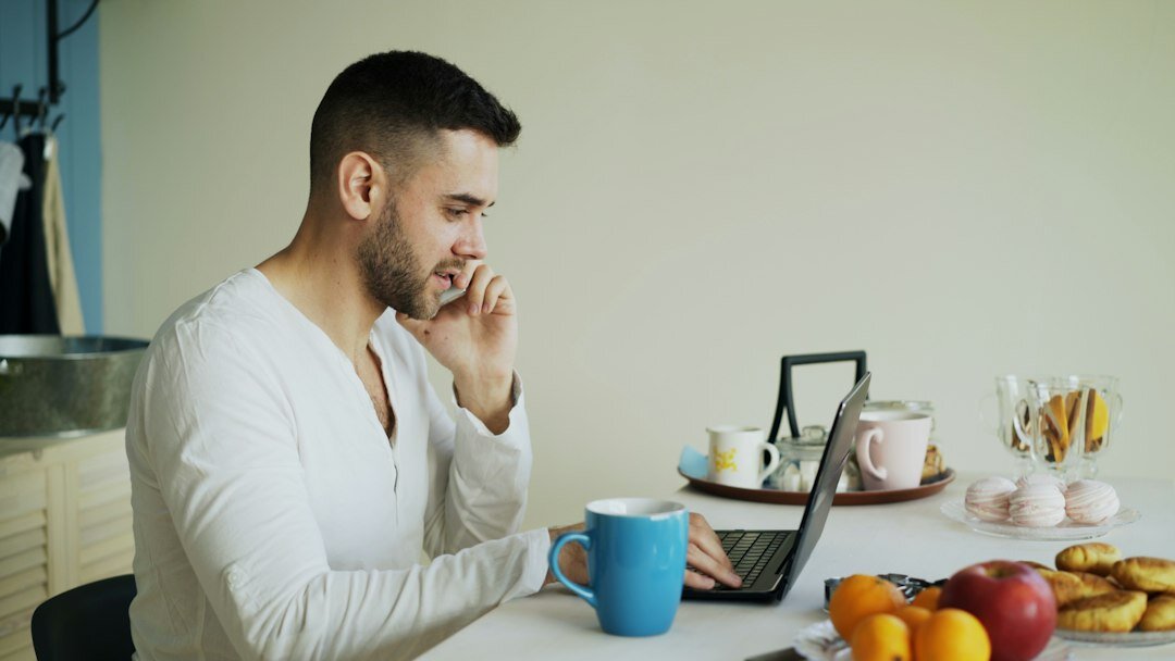 person working from home office