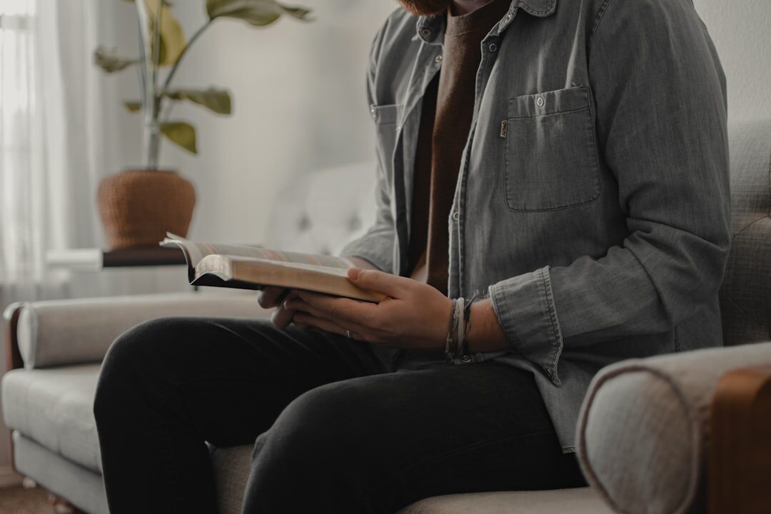 person reading book peacefully