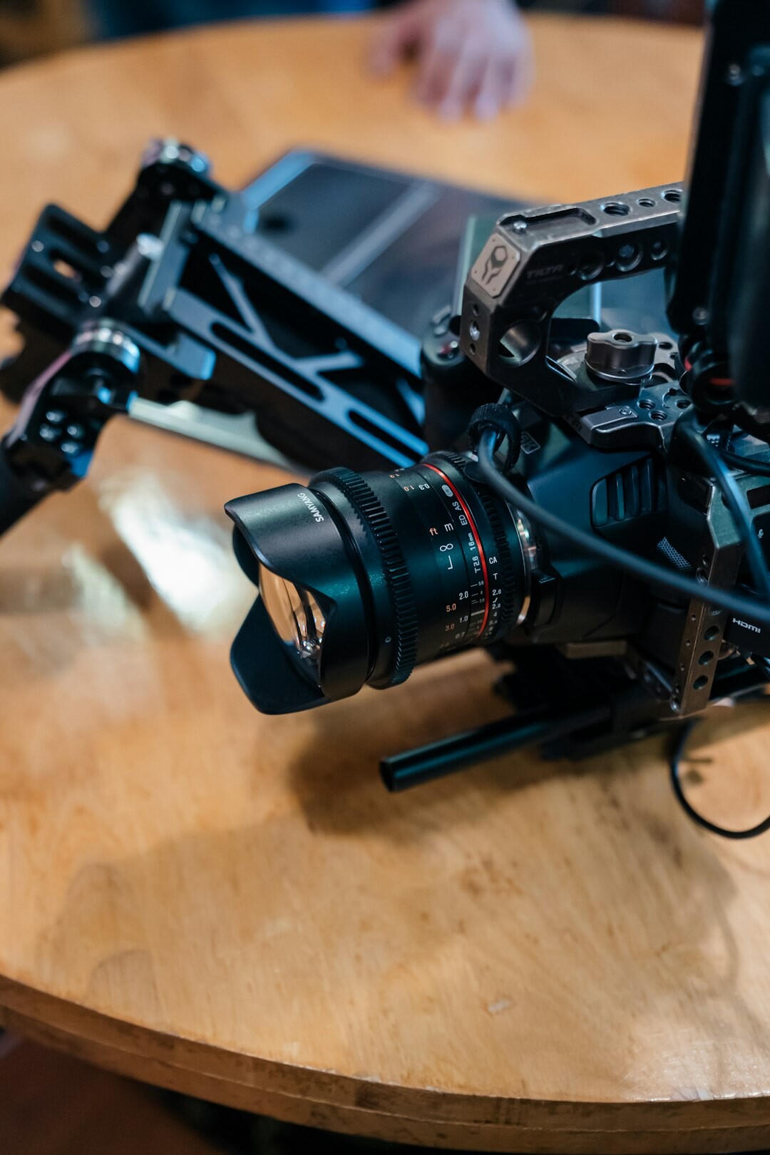 Television studio set with camera equipment