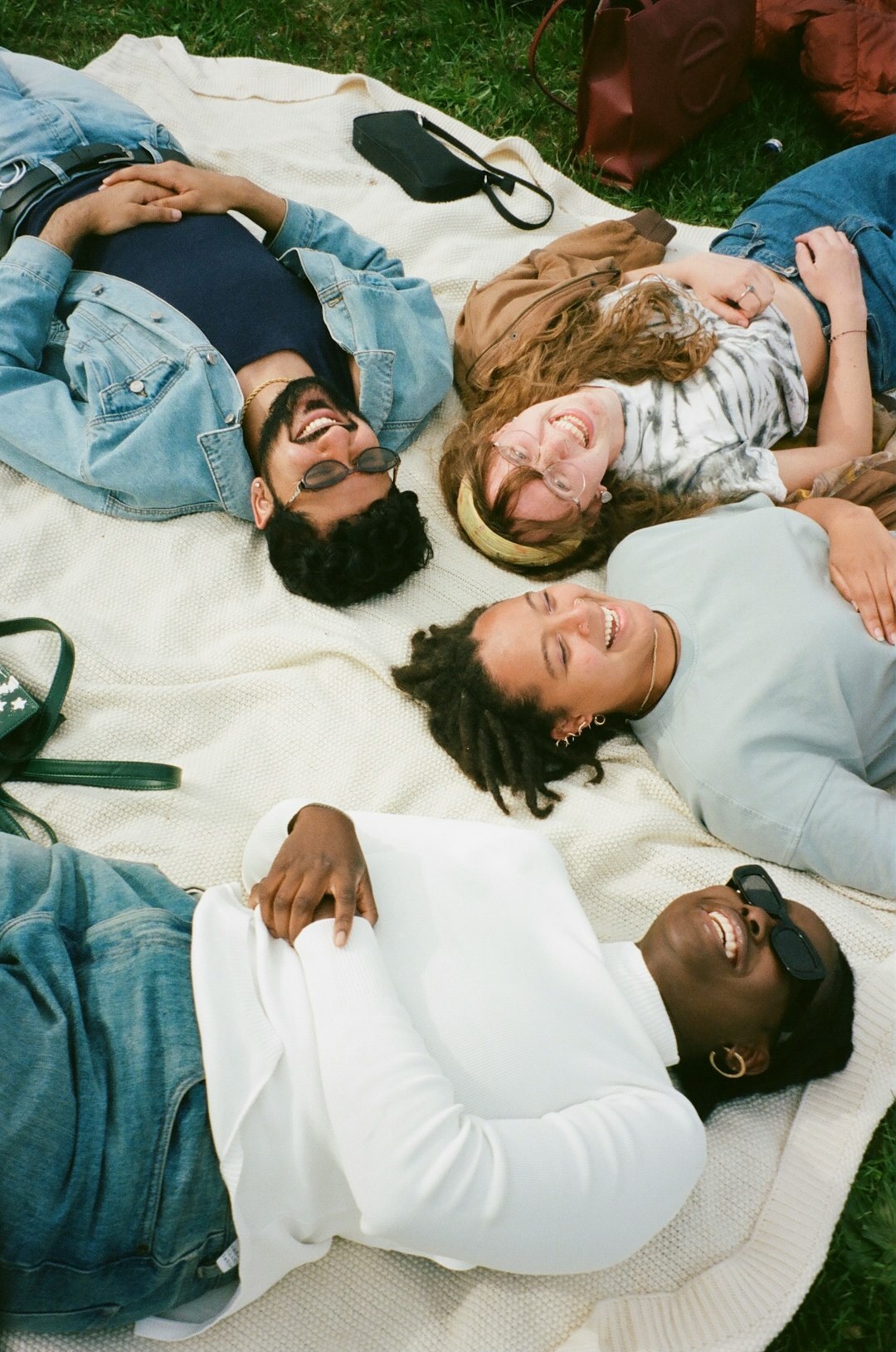 diverse young friends outdoors