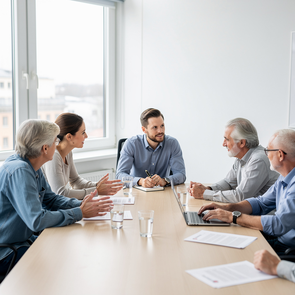 Diverse group of people in a focus group discussion